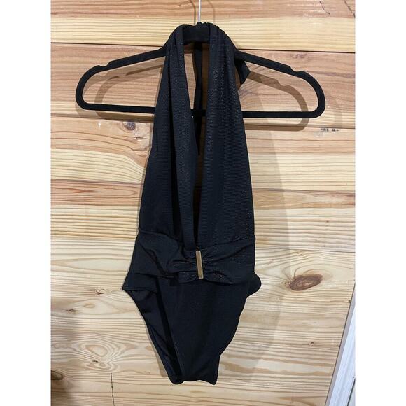 Victoria's Secret Black Sparkle Plunge Bathing Suit, Large - Picture 5 of 10